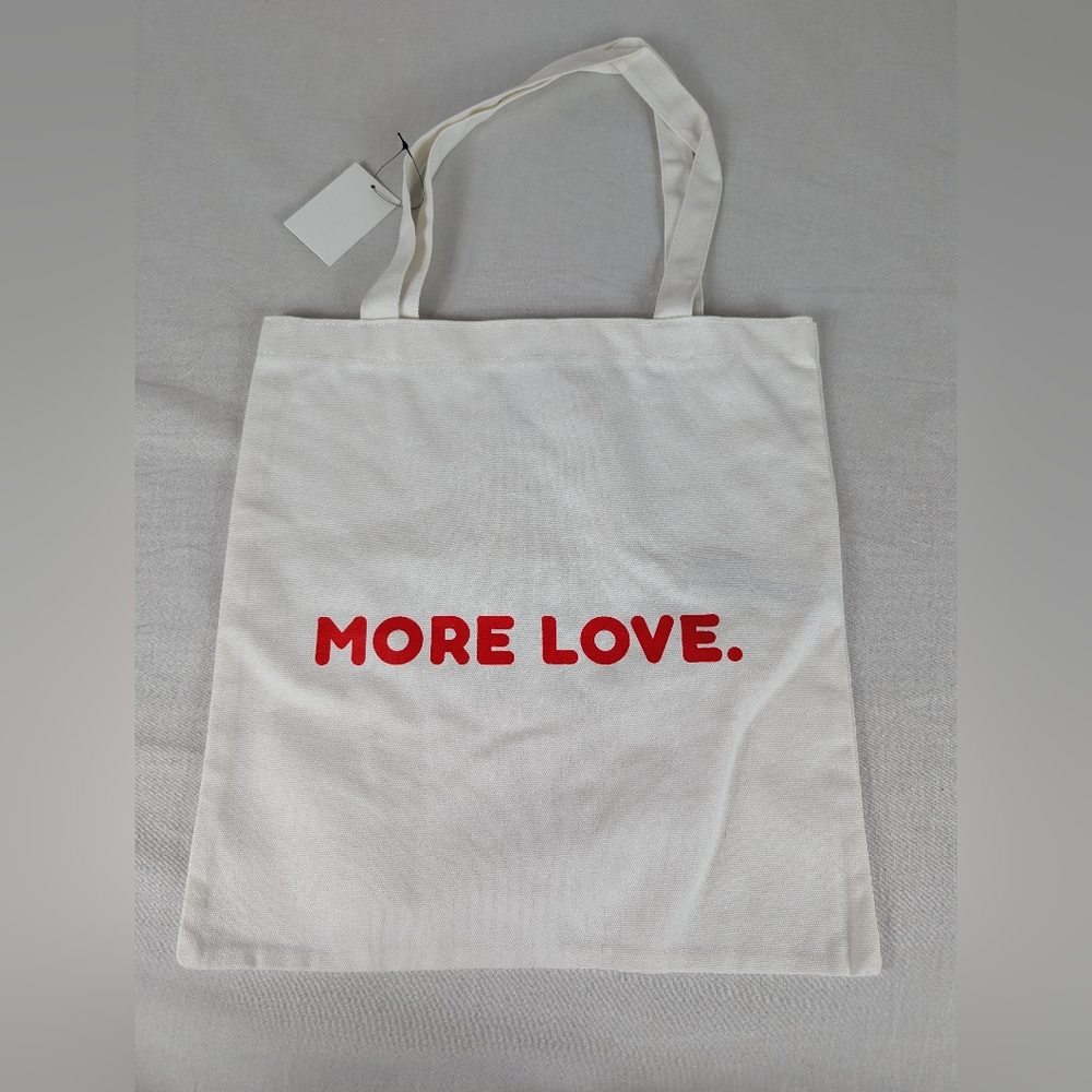 Forever 21 More Love Canvas Tote Bag Beige Red Eco Tote NEW NWT
